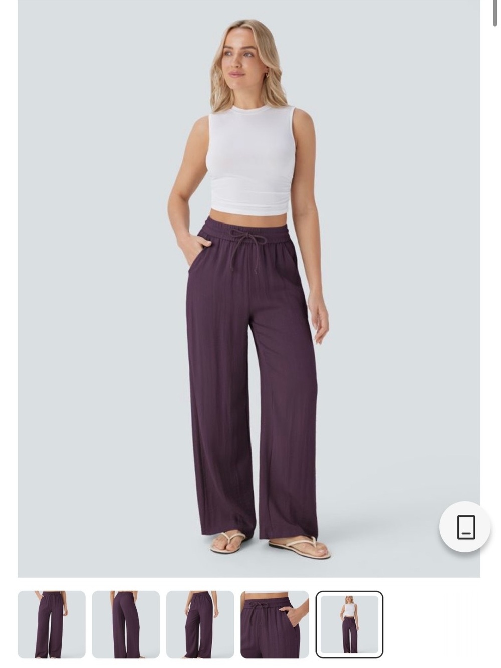 HALARA Wide Leg Drawstring Pants in Deep Plum